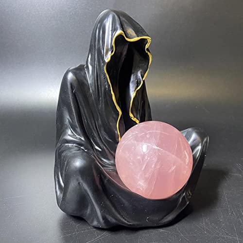 Candle Holder Grim Reaper Gothic Decor Reaper Art Creative Storage Sculpture Halloween Gothic Death With Gold Trim And Black Robe Decoration (Large Black) #TOP2