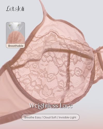 Image of LetsJoli Minimizer Bras for Women Full Coverage Lace Underwire Plus Size | Supportive Bras for Older Women, Unlined Cup, Cool Soft Comfort, Tshirt Everyday Bra, Sexy