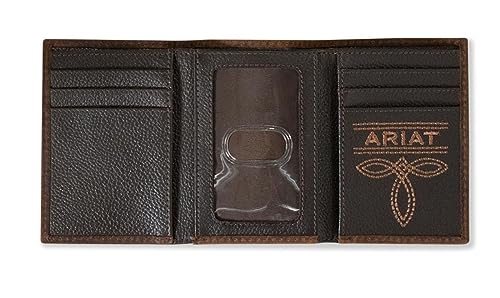 ARIAT Men's Large Logo Bull Hide Leather Trifold Wallet2