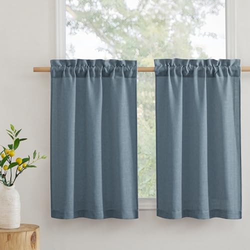 RYB HOME Cafe Curtains 24 Inch for Kitchen Bathroom Small Window Decor