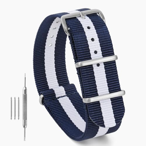 Image of TACTICAL FROG Nylon Watch Band 18mm 19 mm 20mm 22 mm 24 mm, Waterproof Military Watch Straps Replacement for Men Women, With Stainless Steel Buckle