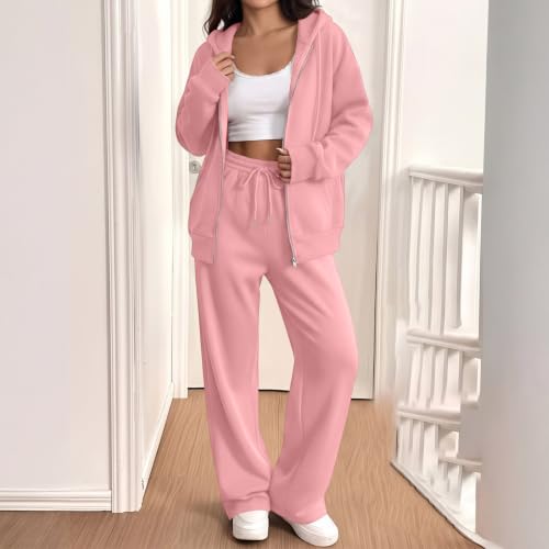 SdGgsgv Sweat Sets Women Zip Hoodie Wide Leg Sweat Pants Gym Tracksuit - image 6