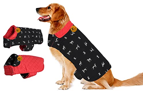 Image of Sage Square Dog Jacket - Reversible Fleece Winter Coat - Cold Weather Protection - Water Resistant - Wind Proof - Soft and Warm Thick Padded Dog Winter Coat (Small - 10 Inches, Black & Red)