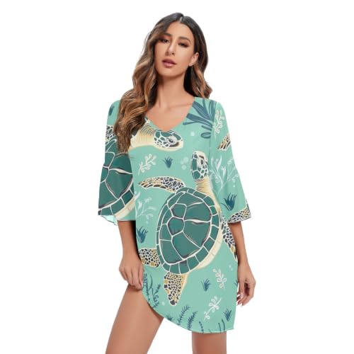 Robe en mousseline hawaïenne tortues : l'élégance fluide pour vos soirées d'été