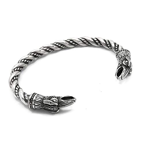 Bavipower Odin Raven Head Twisted Bangle Cuff Stainless Steel Ancient Authentic Scandinavian Accessory #TOP3