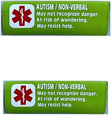 2 Pack Non-Verbal Autism Car Seat Harness - Backpack Strap Medical Alert Cover (Lime)