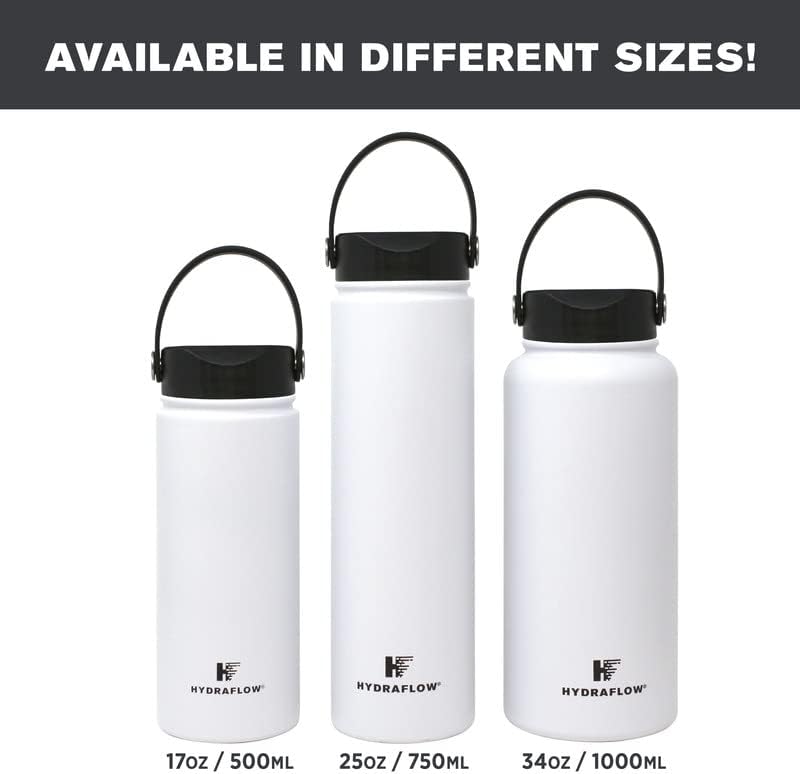 Miniatura 7 de Hydraflow Hybrid - Botella de agua de triple pared aislada al vacío con tapa de boca ancha (34 onzas, negro polvo) termos de metal de acero