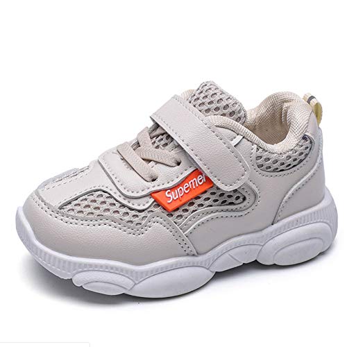 Daclay Chicos y Chicas niños Zapatos Casuales Calzado Deportivo Calzado Casual Velcro Malla (32 EU,Beige)