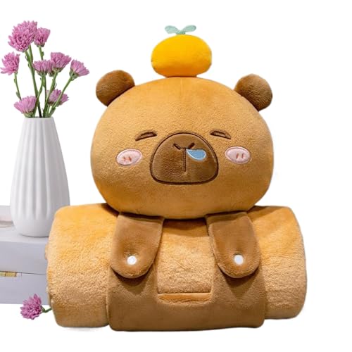 Manta Capybara | Lindo Suave Portátil Capybara Forma Niño Siest Mat | Chorros de cama Cómodos Versátiles, almohadas de Viaje para Oficinas, Escuela, Viajes