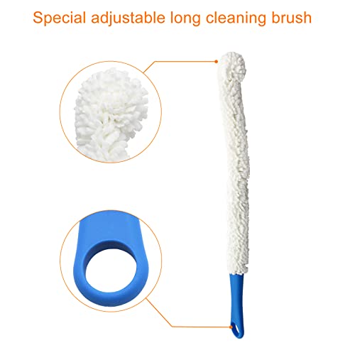 Image of BokWin 3 Pcs Decanter Cleaner Set Flexible Wine Bottle Cleaning Brush with Decanter Cleaning Balls,Scourer Cleaning Tools for Glasses Goblets Cups Champagne Flutes(Blue)