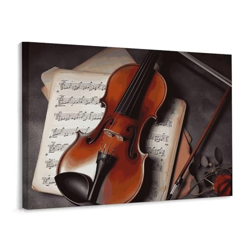 Toile murale partition de violon 40x30 cm : tableau décoration salon et chambre