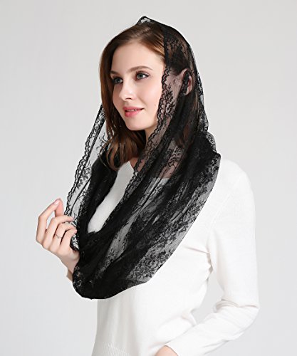 Church Veil Lace Catholic Mantilla Veil V44 (Black Wrap) #TOP1