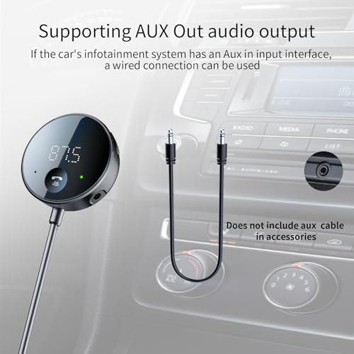 eppfun Bluetooth FM Transmitter for Car, AUX Adapter, Bluetooth Receiver for Car Music/Hands-Free Calls/Stereo Audio - Thumbnail 6