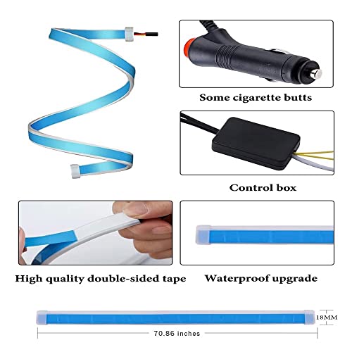 Car Led Strip Light, 2Pcs 70.86 Inches Flexible Door Running Board Lights Strips, App Control 16 Million Color, Waterproof Neon Lighting Kits,Car Exterior Atmosphere Lights With Car Charger #TOP4