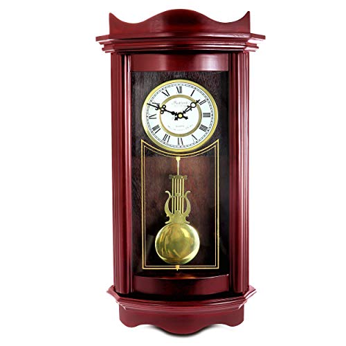 Bedford Clock Collection Bed1247Chr Weathered Wall Clock With Pendulum, Cherry Wood #TOP5