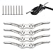 4 Pcs Rope Cleat Hook, Flagpole Rope Cleats, Boat Rope Cleats Hook, Stainless Steel Rope Cleats with Screw for FRP Yachts, Inflatable Yacht,Easy to Install (Total Length 112MM)
