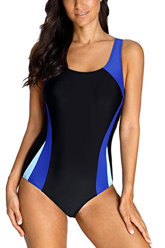 beautyin Women's Athletic Swimsuit Sporty One Piece Swimwear Racing Blue 2XL