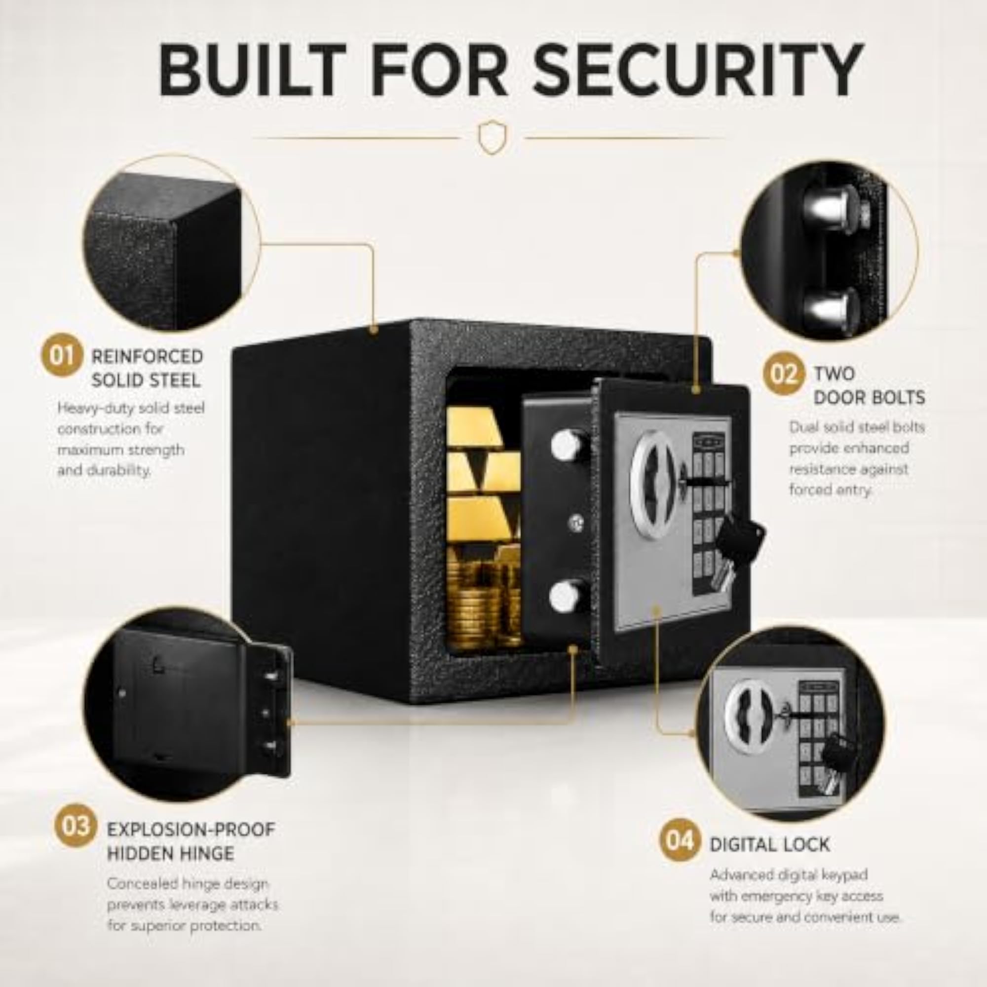Digital Safe with Electronic Keypad, 06 Litres