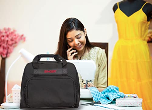 Singer | Machine Carrying Case, Black, Spacious Case Fits Most Standard Sewing Machines And Sergers, Fully-Padded Interior, Durable Canvas Exterior, Easy Zip, Large Front Pocket, Easy Transport #TOP6