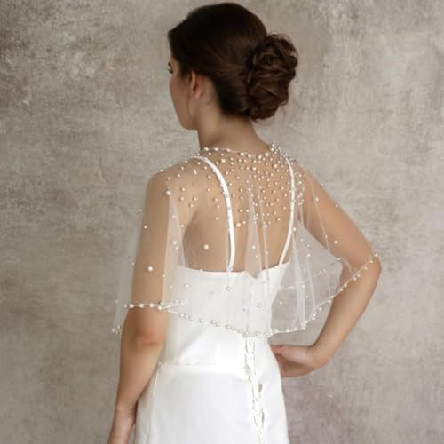 Pearl Shawl for Women, Soft Tulle Capes and Wraps for Evening Dress Wedding Party Bolero Cover Up4