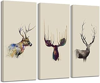 Elk Deer Cabin Decor Canvas Prints Wall Art Picture Vintage Painting Poster Home