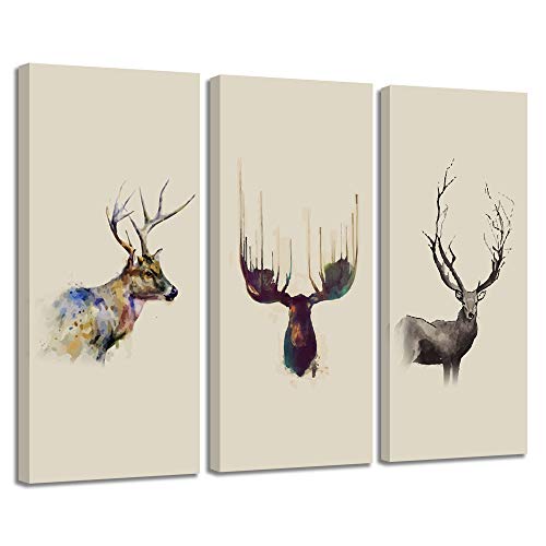 Elk Deer Cabin Decor Canvas Prints Wall Art Picture Vintage Painting Poster Home