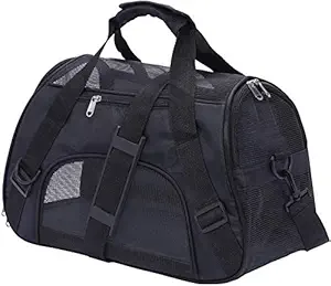 Kraptick Large Pet Travel Carriers, Pet Carrier Bag, Airline Approved Duffle Bags, Pet Travel Portable Bag for Little Dogs, Cats and Puppies, Small Animals (for Pets Upto 10Kgs) [Black]