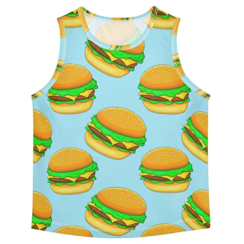 J JOYSAY Cartoon Burger Food Boys Tank Top Sleeveless Muscle Shirts Quick Dry Kids T-Shirts 3-15T