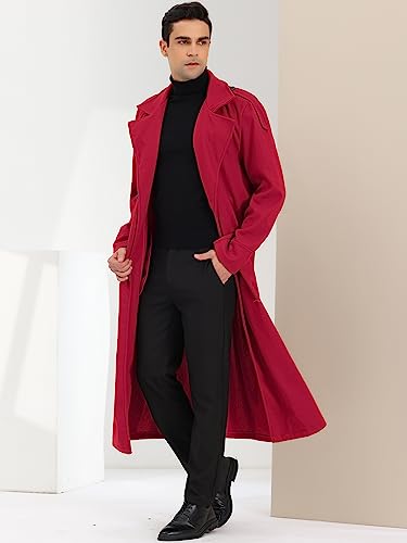 Image of Lars Amadeus Men's Winter Pea Coat Notch Lapel Double Breasted Solid Color Overcoat