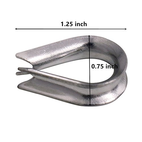 Eowpower 2Pcs M8 Turnbuckle/Tension(Hook Eye), 12Pcs 3/16 Inch M5 Wire Rope Cable Clip Clamp And 4Pcs M5 Thimble For 3/16 Inch Wire Rope Cable, Stainless Steel Kit #TOP3