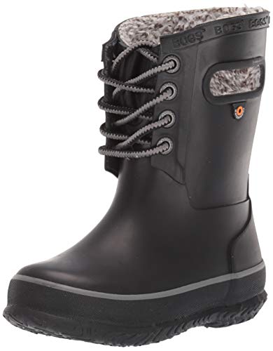 Bogs Girls Amanda Plush Lace Insulated Winter Waterproof Rain Snow Boot, Black, 3 Little Kid