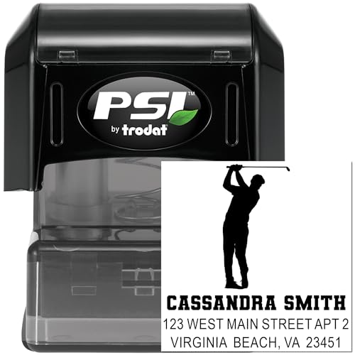 Image of Golf Swing Silhouette, Ball Marker Rubber Stamp with Elegantly Poised Golfer Silhouette, Custom Line for Enthusiasts, Unique Standard 1-5 /8 Square Wood Handle, Golfers