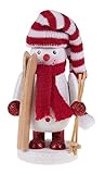 Wooden Glittery Snowman Nutcracker with Skis and Poles - 6