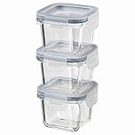 IKEA ASIA 365+ Glass Storage Boxes, Food Container with Lid, SquareGlass 180ml, Set of 3