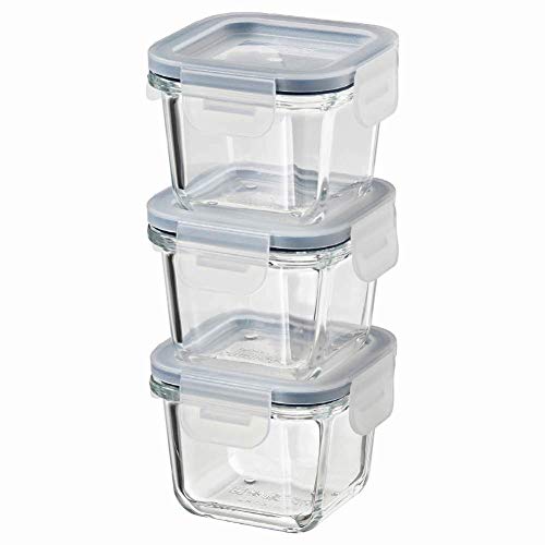 IKEA ASIA 365+ Food container with lid, SquareGlass 180ml, Set of 3