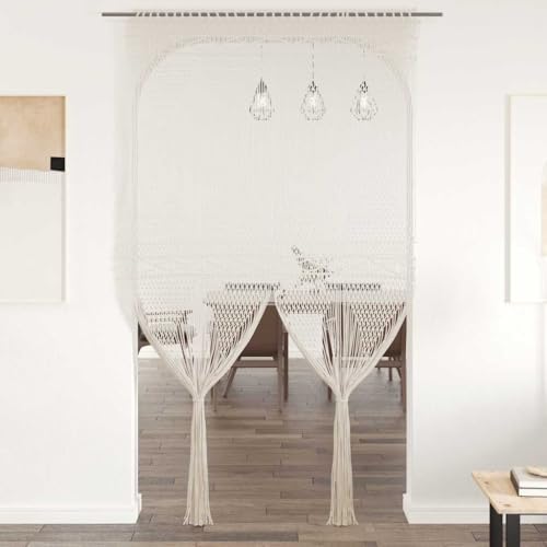 Mokuyary Cortina de macramé de algodón de 140 x 240 cm, para decoración de pared del hogar