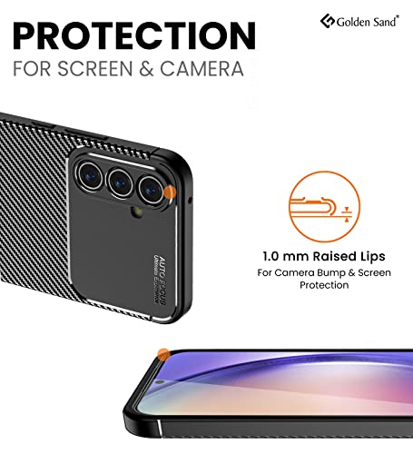 Image of Golden Sand for Samsung Galaxy A54 5G Cover Drop Tested Shock Proof Slim Armor Aramid Carbon Fibre Rugged TPU Case for Samsung Galaxy A54 5G, Black