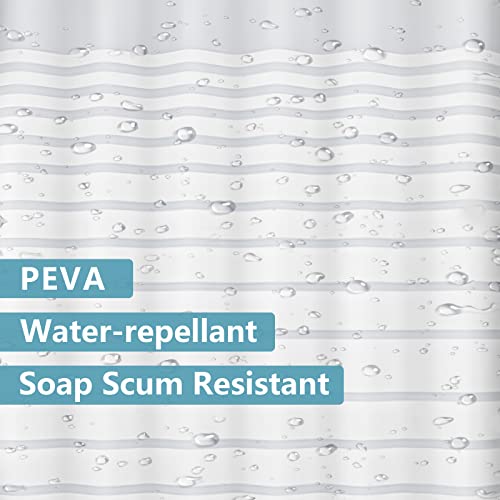 Yoget Peva Plastic Shower Curtain Liner, 72" X 72" Frosted Clear Shower Curtain Liner With White Stripe, Water-Repellant Bathroom Heavy Duty Shower Curtain Liner With Metal Rustproof Grommets… #TOP1