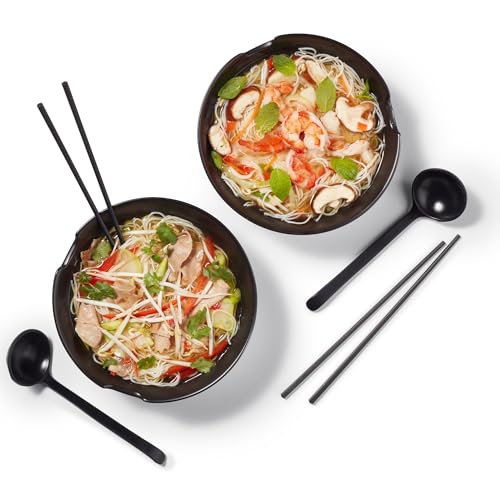 Starfrit, Gourmet Bistro Ramen Set 8 Pieces, 42 oz (1.2L) Premium Porcelain Bowls for Ramen, Pho Soup & Poke Bowls, Includes Chopsticks & Soup Ladles, Microwave & Dishwasher Safe by Starfrit - Image 8