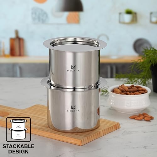 Image of MIKARA Stainless Steel Tope with Lid | Flat Bottom Patila | Heavy Duty Kitchen Cookware | for Gas & Induction Use | Strong, Durable & Multipurpose | Space Saving | 1150ml, 1400ml