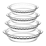 Conjunto 4 Travessas de Vidro Redondas Life Tamanhos 7P, 8P, 9P e 10P Travessas Refratárias Transparentes Armazenar e Preparar Alimentos, Ideal para Mesa Posta, Forno e Receitas do Dia a Dia