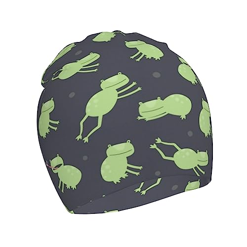 Rqzwdq Cute Cartoon Frog Pattern Kids Beanie Hats Warm Knit Beanie Cap Skull Caps Gifts Decor for Boys Girls White