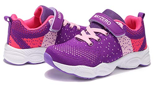 Vivay Sneakers for Girls Lightweight Athletic Sports Running Shoes Breathable Tennis Shoes (1d-Purple,Size 12.5 Little Kid)