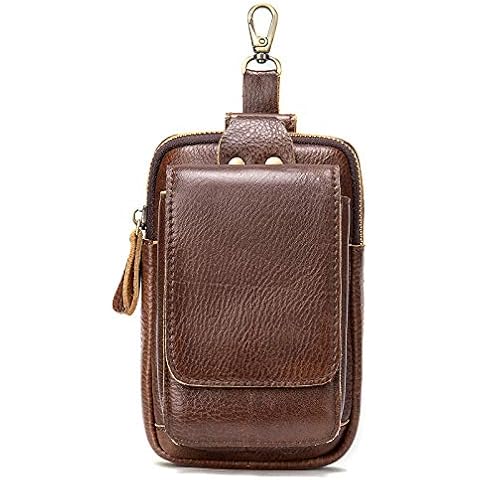 Cell Phone Waist Pouch Leather, Mobile Phone Belt Clip Holster Leather Men, 6.7" Vertical PU Leather Smartphone Fanny Waist Bag for Men Women Travel Outdoor Cell Phone Belt Pouch Wallet Purse Holder Cover