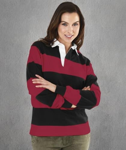 Image of Charles River Apparel Unisex Classic Rugby Shirt, Premium Cotton Jersey with Yarn-Dyed Stripe Design