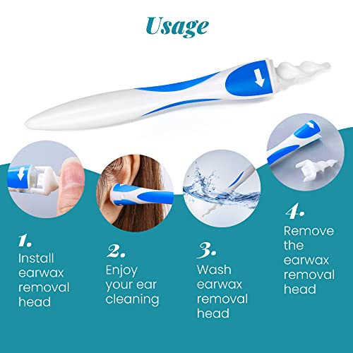 Waxiway Q-Grips Ear Wax Remover Kit | 3-In-1 Ear Cleaner + Silicone Ear Wax Removal Tool W/ 16 Replacement Ear Cleaner Spiral Tips | Reusable Q Grip Earwax Removal Kit Safe For Adults, Kids & Toddlers #TOP3