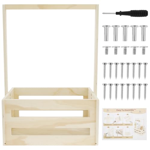 ZJRDYYK Wooden Baby Shower Crate Closet, Baby Storage Crate with Handle, Wood Basket for Baby Shower Gifts, Baby Shower Wooden Basket, Wooden Shower Party Crate Closet, 13\"*9\"*21\"