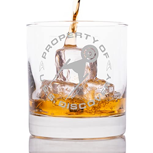 Star Trek: Discovery “Property Of U.S.S. Discovery” Rocks Glass Special Edition In Universe Classic Line Premium Etched By Movies On Glass Includes One Glass - 11 Ounces