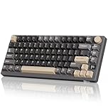 RK ROYAL KLUDGE M75 Wireless Mechanical Keyboard 2.4Ghz/BT5.1/USB-C Gaming Keyboard 75% Layout 81 Keys Gasket Mount with OLED Display & Knob RGB Backlight Hot-Swappable Red Switch, Grey, US Layout