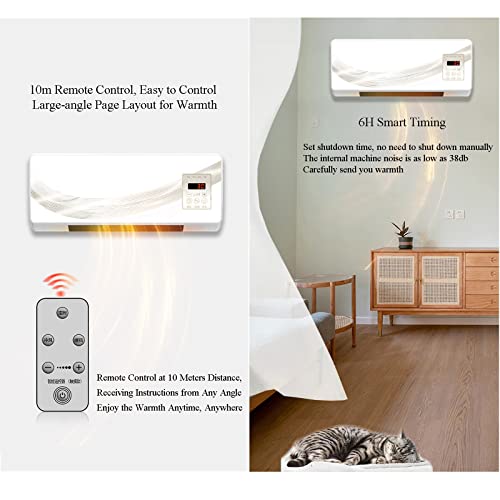 PTC Keramische ventilatorkachel,25W/1000/2000 watt,Elektrische verwarming wand Wandverwarmer met Thermostaat en Timer, 3 modi,voor badkamer, kantoor, woonkamer met afstandsbediening - Afbeelding 5